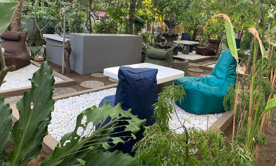 Tropical garden area at Nomads Home Bali